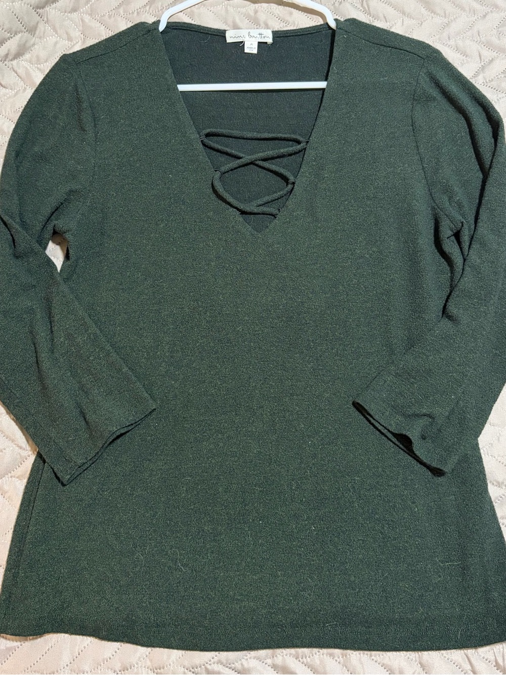 nine britton Black Knit Top with V-Neck
